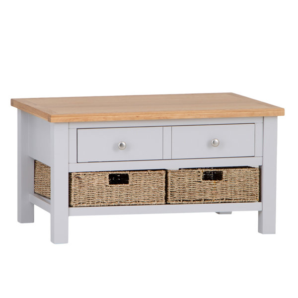 Ophelia & Co. Russellville 1 Drawer Coffee Table With 2 Wicker Baskets